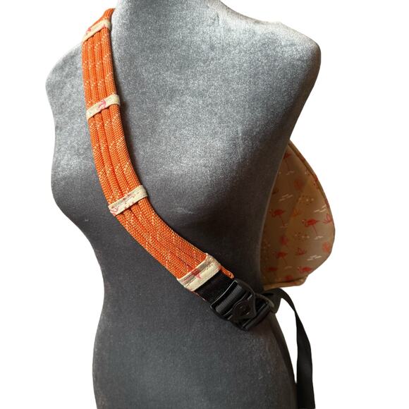 KAVU Sling Back Rope Bag Chillin' Flamingo Print Pink Peach Beige - Picture 2 of 6